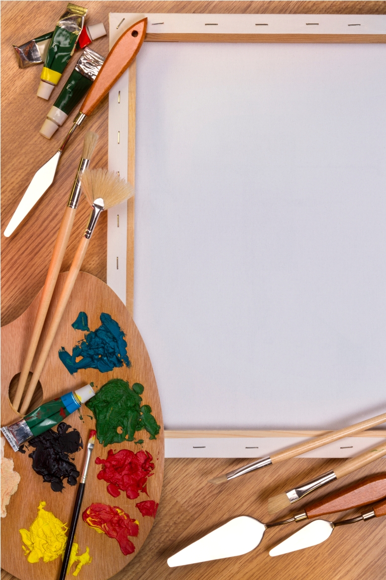 oil painting materials space for text